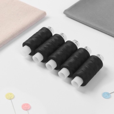 Набор ниток 40ЛШ, 200 м, 5 шт, цвет иссиня-чёрный