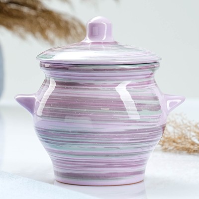 Горшочек для запекания Борисовская керамика «Романтика», 650 мл, 12×12 см, сиреневый