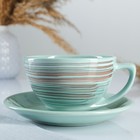 Чайная пара Борисовская керамика «Элегант», 2 предмета: чашка 250 мл, блюдце d=15 см, бирюзовая - Фото 2