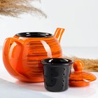 Чайник "Элегант" 1,2л / 14х16,5см, оранжевая полоска - фото 4327780