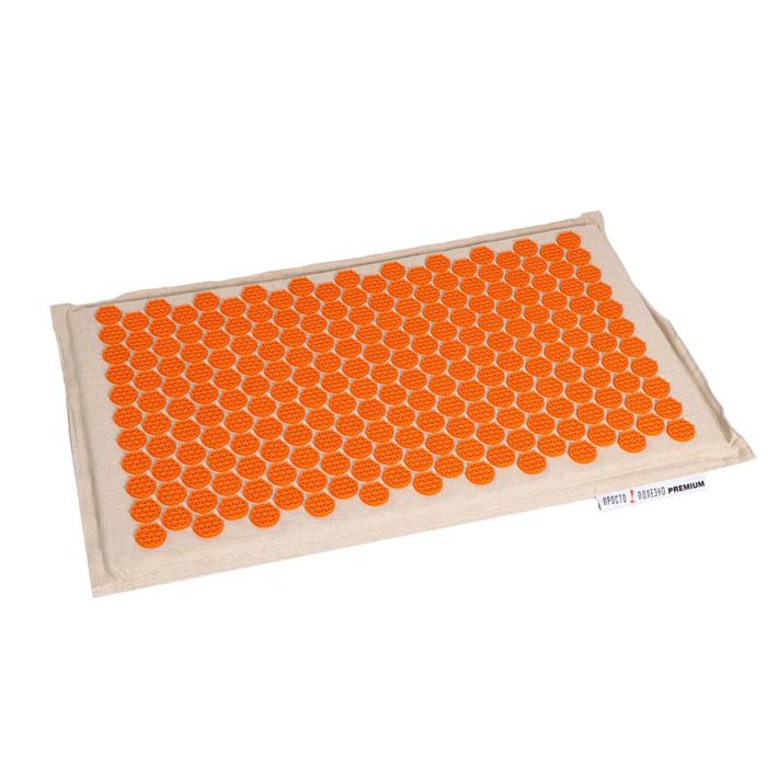 Массажный коврик, акупунктурный Премиум, (Лён-Кокос), оранжевый, 60 х 40 см. - Фото 1