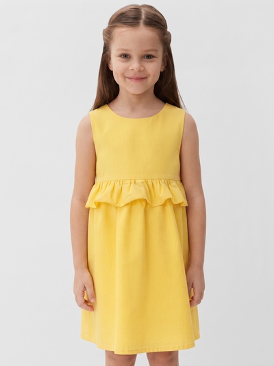Платье детское с рюшей KAFTAN, размер 28 (86-92 см), жёлтое
