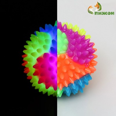 Мяч для собак, 7.5 см, светящийся, TPR, цвет МИКС