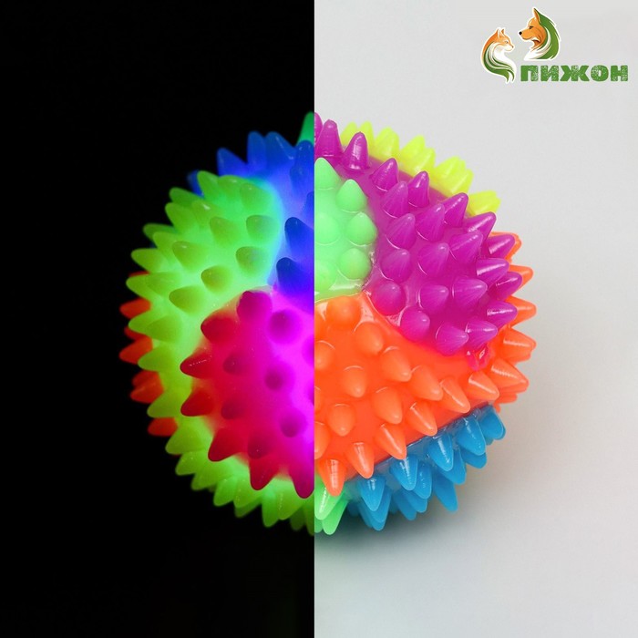 Мяч для собак, 7.5 см, светящийся, TPR, цвет МИКС - Фото 1