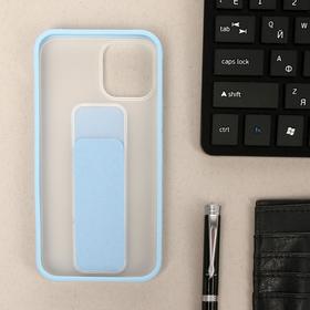 Чехол LuazON для iPhone 12/12 Pro, с ремешком-подставкой, пластиковый, голубой