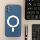 Чехол LuazON для iPhone 12, поддержка MagSafe, силиконовый, темно-синий - Фото 2