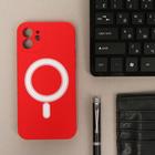 Чехол LuazON для iPhone 12, поддержка MagSafe, силиконовый, красный - Фото 2