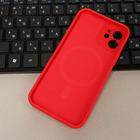 Чехол LuazON для iPhone 12, поддержка MagSafe, силиконовый, красный - Фото 3