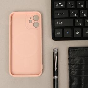 Чехол LuazON для iPhone 12 mini, поддержка MagSafe, силиконовый, розовый