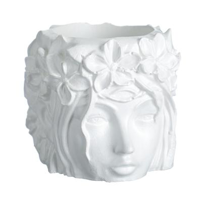 Декоративный горшок «Лицо девушки», гипс, 350 мл, 12×10×12 см, белый