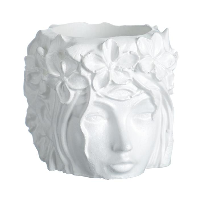 Декоративный горшок «Лицо девушки», гипс, 350 мл, 12×10×12 см, белый - Фото 1