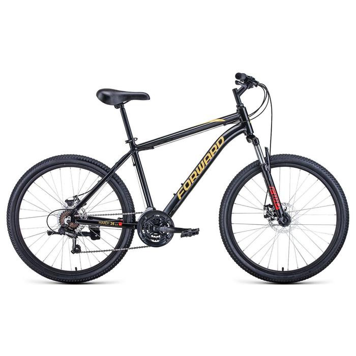 Велосипед 26" Forward Hardi 2.1 disc, 2021, цвет черный/желтый, размер 18" - Фото 1