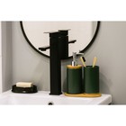 Набор аксессуаров для ванной комнаты «Натура», 2 предмета (дозатор 400 мл, стакан, на подставке), цвет зелёный - Фото 11