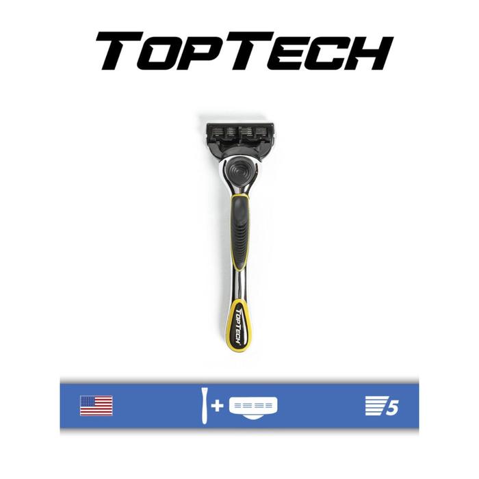 Бритвенный станок Toptech Razor 5, 1 бритва + сменная кассета, 5 лезвий, совместим с Gillette Fusion5, Fusion5 Power