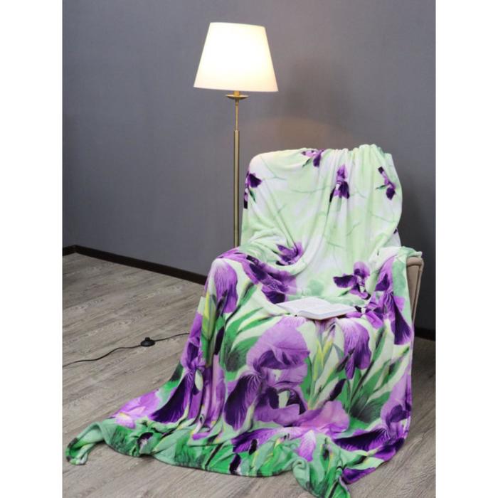 Плед «Ирисы», размер 150x200 см, цвет зелёный, фиолетовый - Фото 1