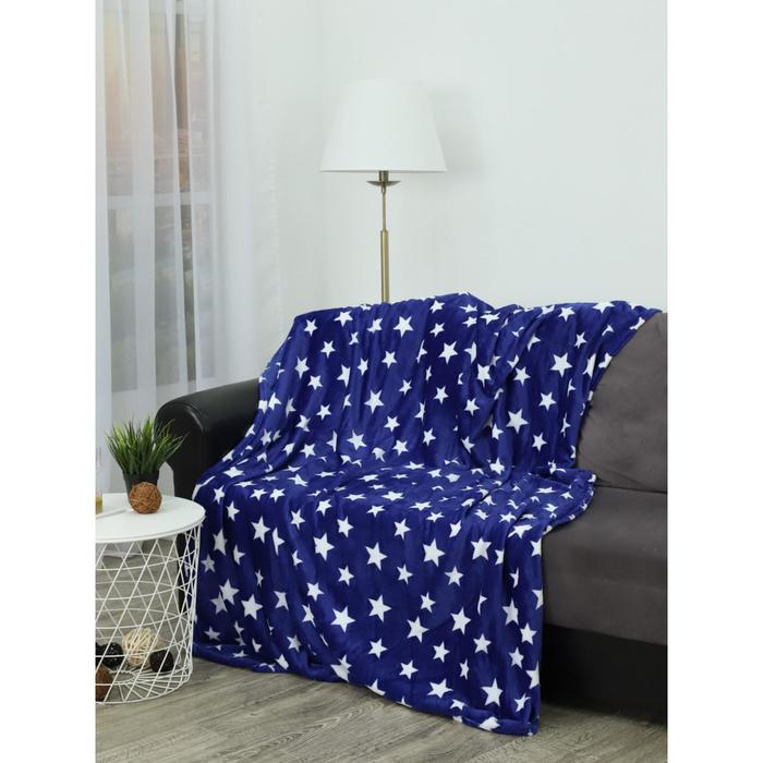 Плед «Звёзды», размер 150x200 см, цвет синий, белый - Фото 1