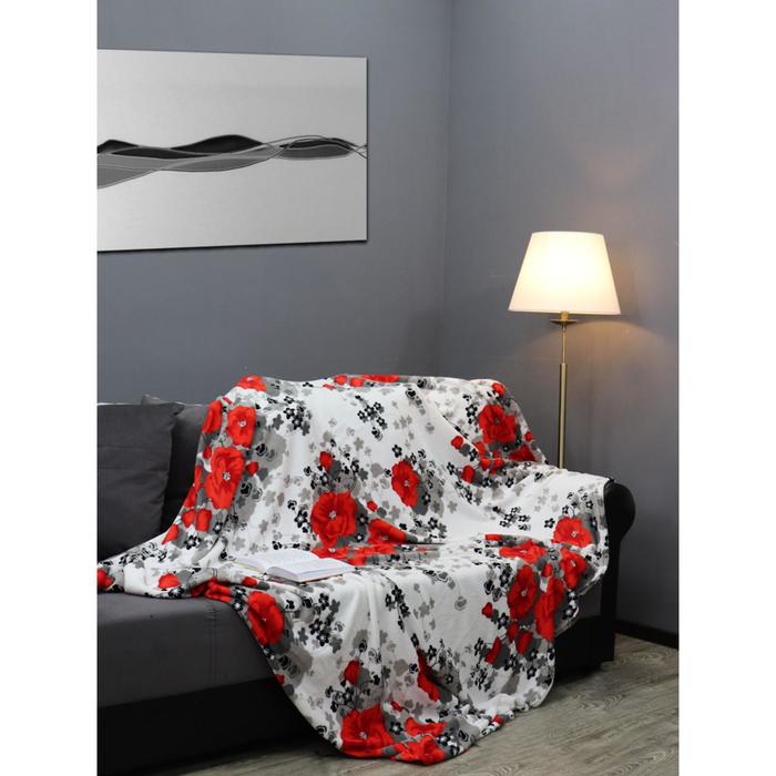 Плед «Сакура», размер 150x200 см, цвет красный, серый, белый - Фото 1