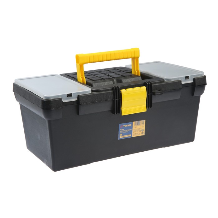 Ящик для инструмента ТУНДРА, 16", 390 х 200 х 170 мм, пластиковый, лоток, два органайзера - Фото 1