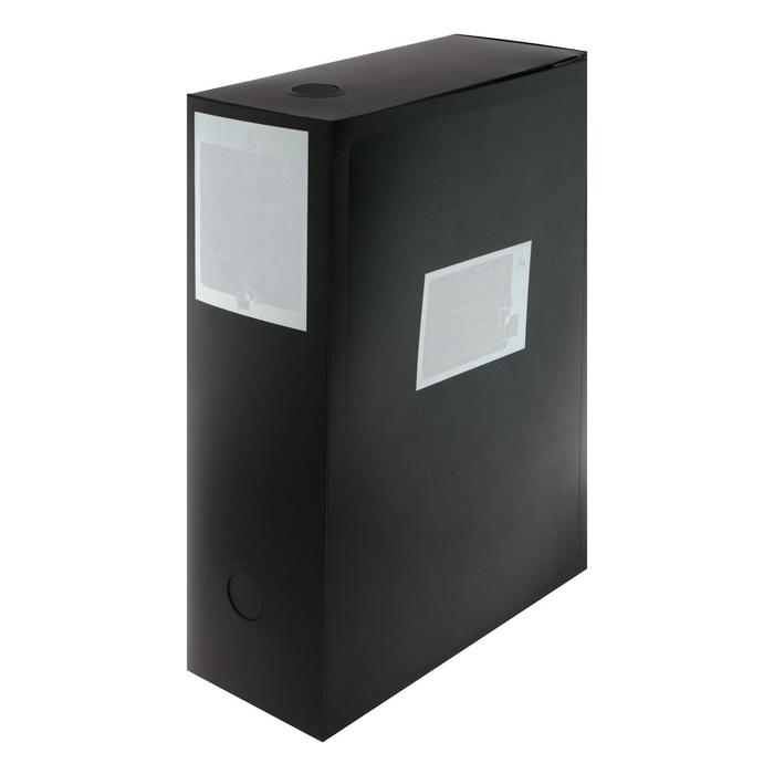 Папка-короб архивная А4, корешок 100 мм, Calligrata, пластик, вырубная застежка, чёрная, до 900 листов - Фото 1