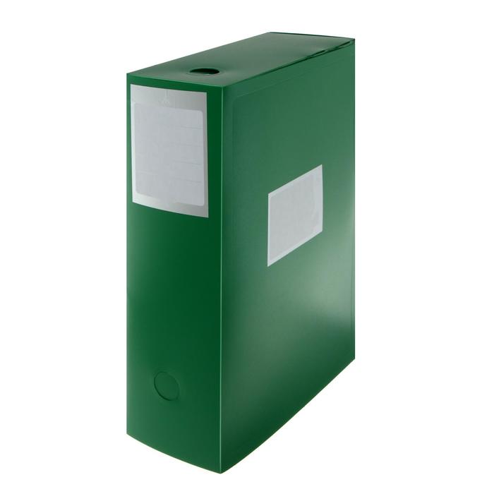 Папка-короб архивная А4, корешок 100 мм, Calligrata, пластик, вырубная застежка, зелёная, до 900 листов - Фото 1