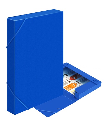 Папка-короб на резинке А4, 700 мкм, корешок 40 мм, Calligrata, пластик, синяя, до 300 листов