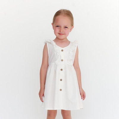 Платье детское на пуговицах KAFTAN, размер 30 (98-104 см), белое