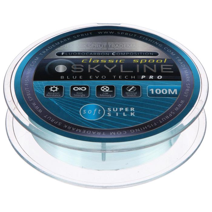 Леска Sprut Skyline Fluorocarbon Composition EvoTech Classic Blue, диаметр 0.145 мм, тест 4.05 кг, 100 м - Фото 1