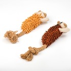 Игрушка мягкая для собак «Пёс» с пищалкой и канатом, 39×11 см, коричневая - Фото 3