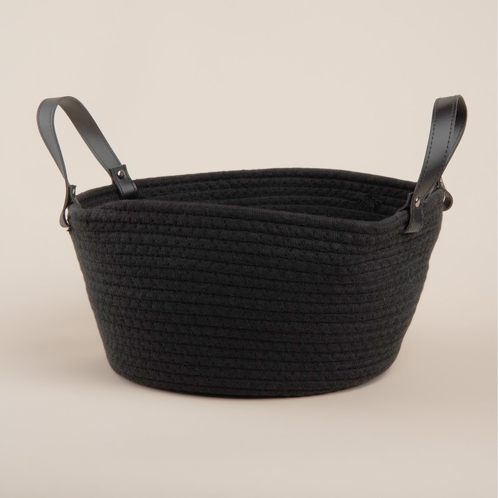 Корзина для хранения SL Home «Луиза», плетёная, ручной работы, 33×33×16 см, чёрная - Фото 1