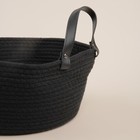 Корзина для хранения SL Home «Луиза», плетёная, ручной работы, 33×33×16 см, чёрная - Фото 3