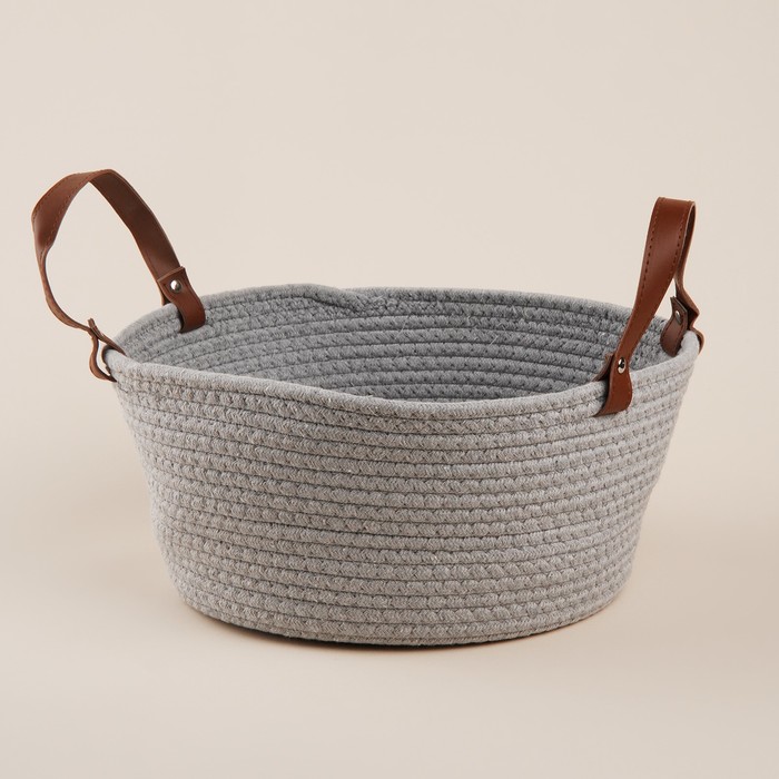 Корзина для хранения SL Home «Луиза», плетёная, ручной работы, 33×33×16 см, серая - Фото 1