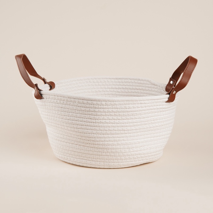 Корзина для хранения SL Home «Луиза», плетёная, ручной работы, 33×33×16 см, белая - Фото 1
