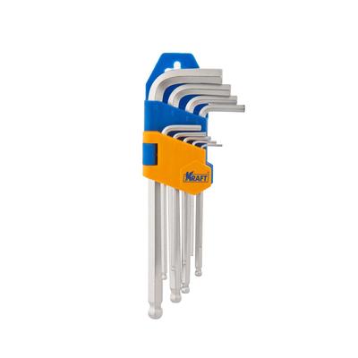 Набор торцевых ключей KRAFT KT 700564, шестигранные, короткие, с шаром, 9 штук