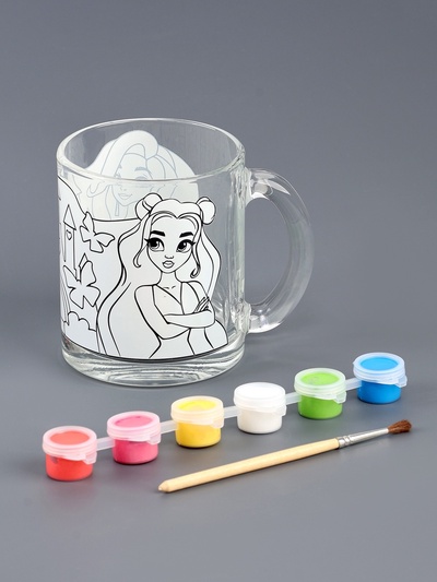 Кружка стеклянная под роспись «Принцессы красавицы»