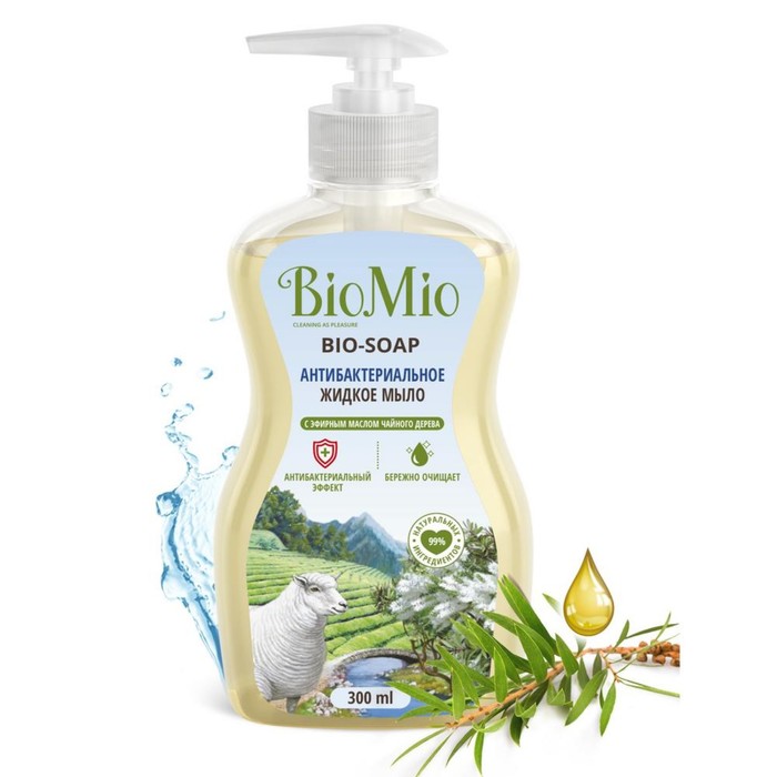 Антибактериальное жидкое мыло BioMio BIO-SOAP с маслом чайного дерева, 300 мл - Фото 1