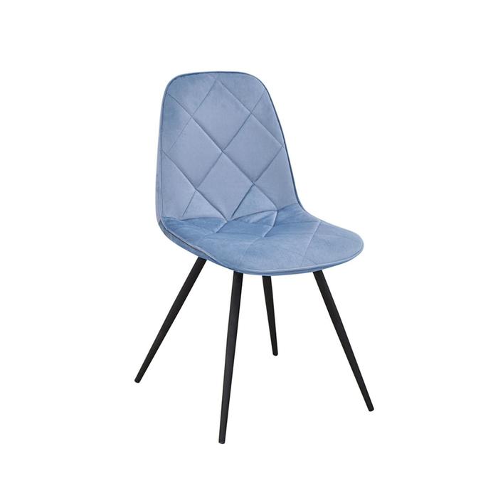 Стул «Сиена», каркас металл чёрный, конус, велюр, цвет голубой - Фото 1