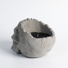 Свеча фигурная ароматическая в бетоне "Череп", 14х11 см, черный, печенье и кожа - фото 9573695
