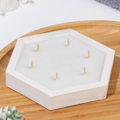 Ароматическая свеча декоративная в подсвечнике «Шестигранник», 14.5×2 см, белый, жасмин и пачули