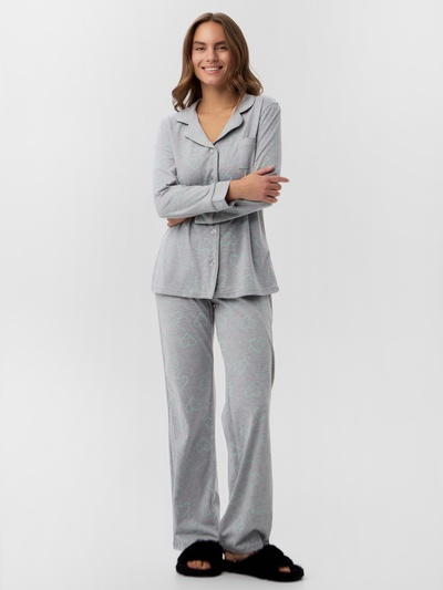Пижама женская (рубашка, брюки) KAFTAN Fresh, размер 44-46, серая