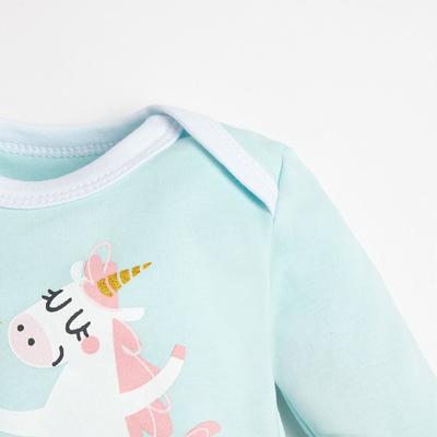 Боди для девочки «Крошка Я» Unicorn, голубое, рост 62-68 см