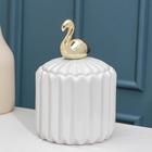 Банка керамическая для сыпучих продуктов Доляна «Золотое крыло. Фламинго», 850 мл, цвет белый - Фото 1