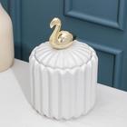 Банка керамическая для сыпучих продуктов Доляна «Золотое крыло. Фламинго», 850 мл, цвет белый - Фото 2