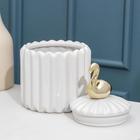 Банка керамическая для сыпучих продуктов Доляна «Золотое крыло. Фламинго», 850 мл, цвет белый - Фото 3