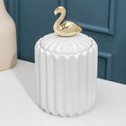 Банка керамическая для сыпучих продуктов Доляна «Золотое крыло. Фламинго», 1,1 л, цвет белый - Фото 2