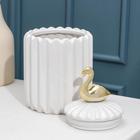 Банка керамическая для сыпучих продуктов Доляна «Золотое крыло. Фламинго», 1,1 л, цвет белый - Фото 3