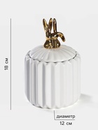 Банка для сыпучих Доляна «Золотой зайка», 900 мл, 12×18 см, керамика, белая - Фото 2