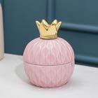 Банка керамическая для сыпучих продуктов Доляна «Золотая корона», 130 мл, цвет розовый - фото 9299553