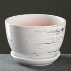 Горшок для цветов «День», 750 мл, d=14 см, h=10 см, керамика, с поддоном, белый - Фото 2