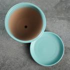 Горшок для цветов «Антик», 1 л, d=15 см, h=13 см, керамический, с поддоном, бирюзовый - Фото 3