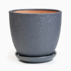 Горшок для цветов «Шёлк», 2.5 л, d=19 см, h=18 см, керамический, с поддоном, серый - Фото 4